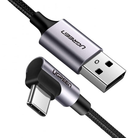 UGREEN USB-C to Angled USB 2.0 C M/M Round Cable Aluminum Shell Nickel Plating 2m (Gray Black) 50125