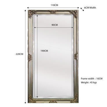 Deluxe French Provincial Ornate Mirror - Champagne - X large 210cm x 110cm