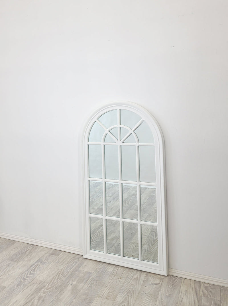 X-Large Window Style Mirror - White Arch 100 CM x 180 CM