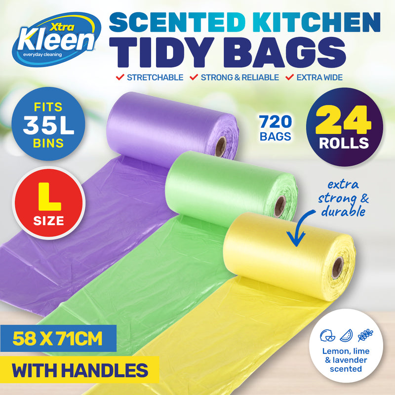 Xtra Kleen 720PCE Kitchen Tidy Bin Liners Large Scented Tear Leak Proof 35L