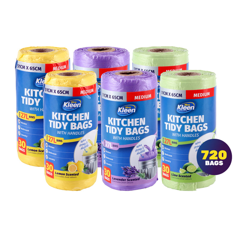 Xtra Kleen 720PCE 27L Kitchen Tidy Bags Medium Scented With Handles 51 x 65cm