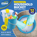 Xtra Kleen 12PCE 12L Household Bucket Multipurpose Stackable 25 x 29cm