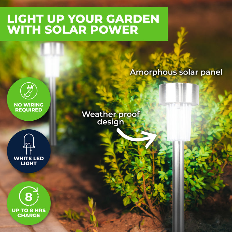 Garden Greens 48PCE Solar Garden/Path Lights Weather Proof Design White LED