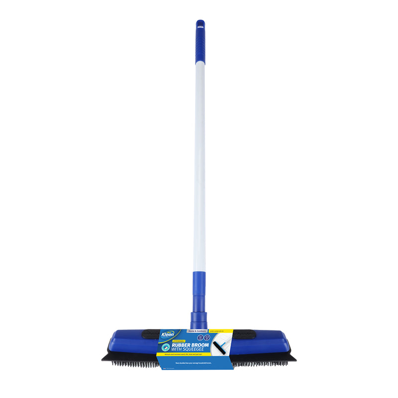 Xtra Kleen 12PCE 2-In-1 Rubber Broom & Squeegee Telescopic Handle 75 - 130cm