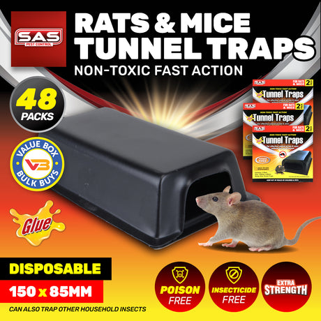 SAS Pest Control 48PCE Rat Mice Tunnel Traps Non-Toxic Effective 80 x 150mm