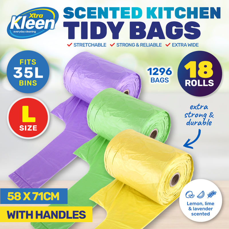 Xtra Kleen 1296PCE Kitchen Tidy Bin Liners Large Scented Tear Leak Proof 35L