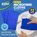 Xtra Kleen 72PCE Microfibre Cloths Lint Free Absorbent Multipurpose 30 x 30cm