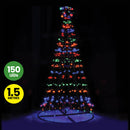 Christmas By Sas 1.5m Solar Powered Tree With Star Metal Frame 150 LED Bulbs