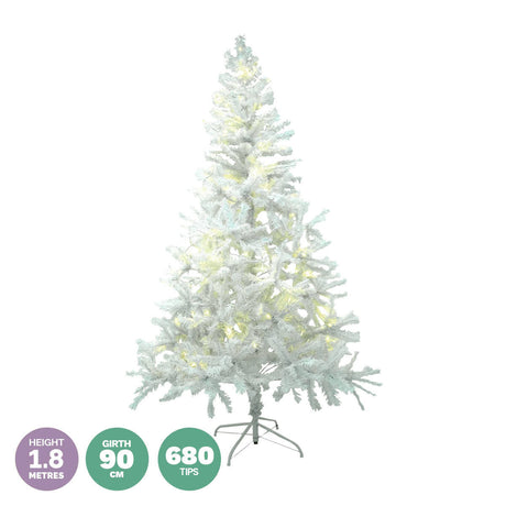 Christmas By Sas 1.8m x 90cm White Pine Tree 72 Warm White LED String Lights