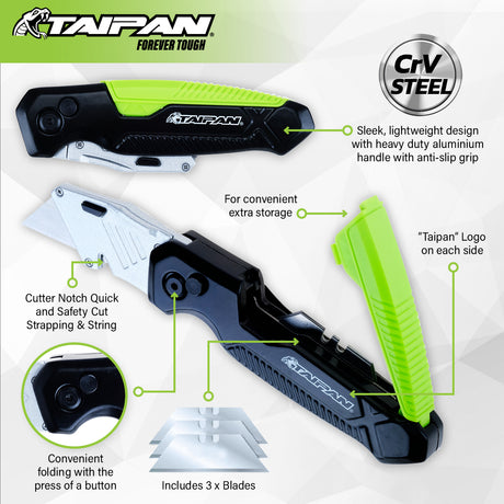 Taipan® Folding Lock Back Utility Knife Premium Quality Carbon Vanadium Steel