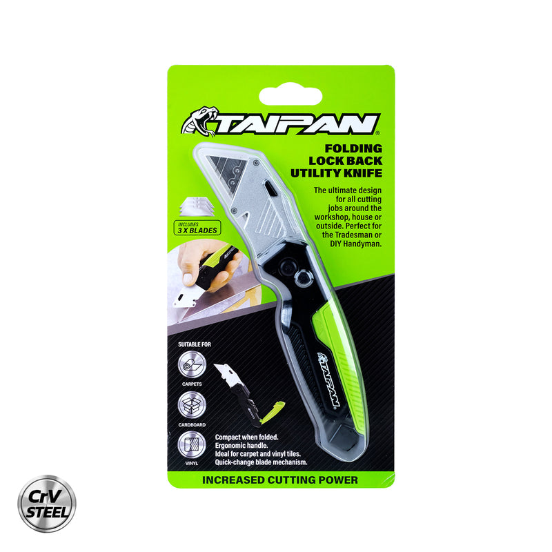 Taipan&reg; Folding Lock Back Utility Knife Premium Quality Carbon Vanadium Steel