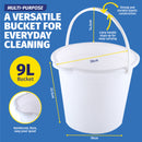 Xtra Kleen 12PCE 9L Buckets Easy Pour Spout Strong Multipurpose 23.5 x 38cm