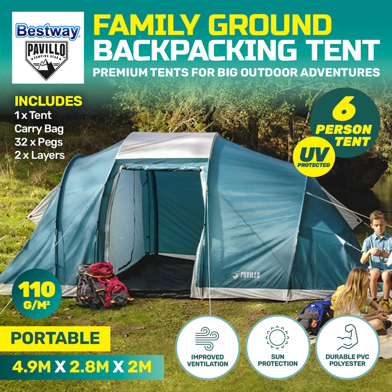 Bestway 4.9m x 2.m Tent 6 Person UV Protected Premium Double Layered PVC