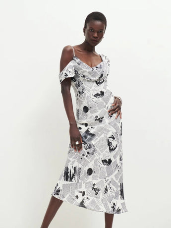 [Test-DO NOT BUY]Reformation Reya Dress newsprint 2 size