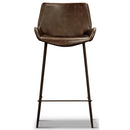 Brando  Set of 2 PU Leather Upholstered Bar Chair Metal Leg Stool - Brown