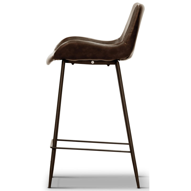 Brando  Set of 8 PU Leather Upholstered Bar Chair Metal Leg Stool - Brown