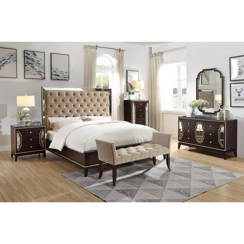 Scarlet 5pc King Bed Frame Bedroom Suite Timber Bedside Dresser Mirror Package