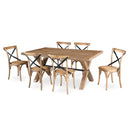 Woodland 6pc Set Dining Chair X-Back Birch Timber Wood Woven Seat Natural