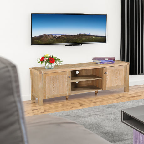 Woodland 140cm ETU Entertainment TV Unit Timber Wood 2 Door Natural