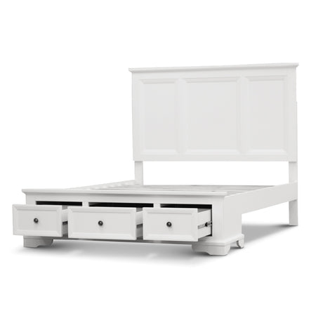 Celosia 4pc King Bed Frame Bedroom Suite Timber Bedside Tallboy Package - White