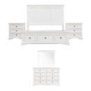 Celosia 5pc Queen Bed Frame Bedroom Suite Bedside Dresser Mirror Package - White