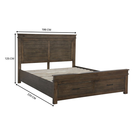 Lily 5pc King Bed Suite Bedside Dresser Bedroom Furniture Package - Rustic Grey