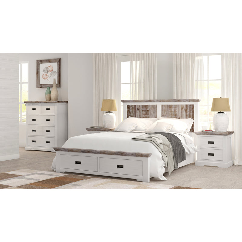 Fiona 4pc King Bed Suite Bedside Tallboy Bedroom Furniture Package White Grey