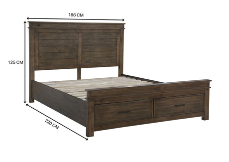 Lily 4pc Queen Bed Suite Bedside Tallboy Bedroom Furniture Package - Rustic Grey