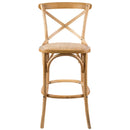 Aster 3pc Crossback Bar Stools Dining Chair Solid Birch Timber Rattan Seat - Oak