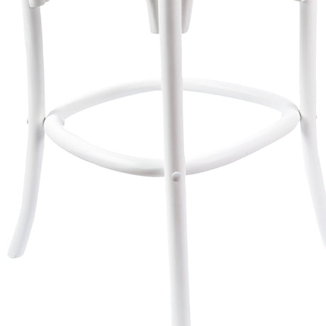 Aster 3pc Crossback Bar Stools Dining Chair Solid Birch Timber Rattan Seat White