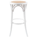 Aster 3pc Round Bar Stools Dining Stool Chair Solid Birch Wood Rattan Seat White