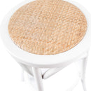 Aster 4pc Round Bar Stools Dining Stool Chair Solid Birch Wood Rattan Seat White