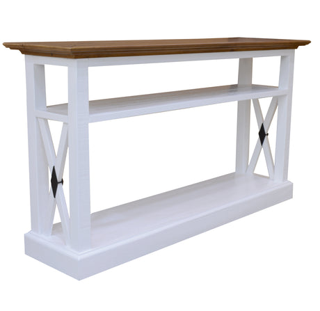 Beechworth Console Hallway Entry Table 140cm Solid Pine Wood Hampton - Grey