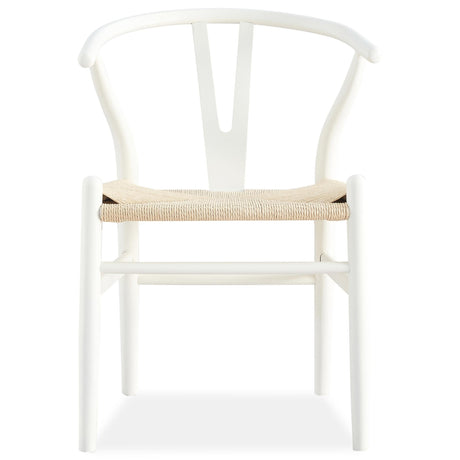 Anemone  Set of 8 Wishbone Dining Chair Beech Timber Replica Hans Wenger - White