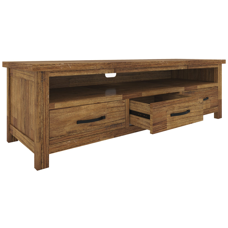 Birdsville ETU Entertainment TV Unit 174cm 3 Drawer Solid Mt Ash Wood - Brown