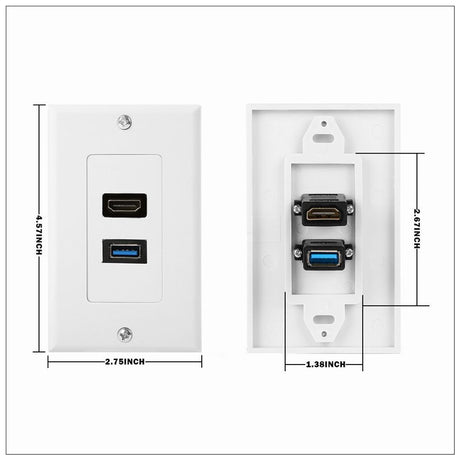HDMI USB 3.0 Audio Stereo Pass Through Component Composite Wall Plate Panel
