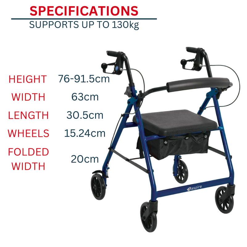 Aspire Classic 6" Rollator - Blue