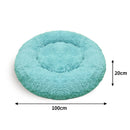 Pet Dog Bedding Warm Plush Round Comfortable Nest Comfy Sleep Kennel Green 100cm