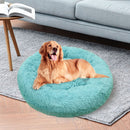 Pet Dog Bedding Warm Plush Round Comfortable Nest Comfy Sleep Kennel Green 100cm