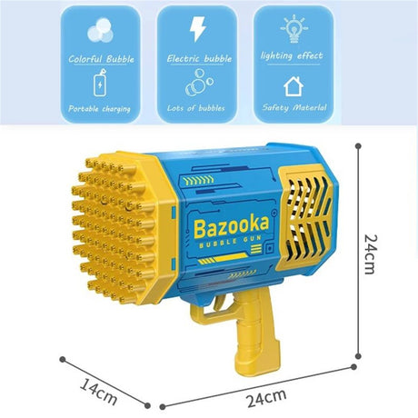 Bubblerainbow 69-hole Children Electric Bubble Machine Hand-held Rocket Colorful Lights Pink