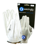 Awezingly Premium Quality Cabretta Leather Golf Glove for Men - White (L)