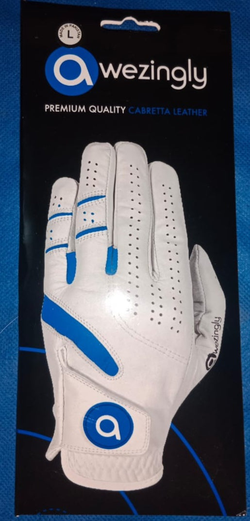 awezingly Power Touch Cabretta Leather Golf Glove for Men - White (XL)