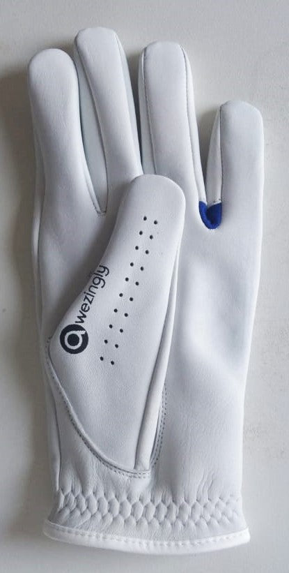 awezingly Power Touch Cabretta Leather Golf Glove for Men - White (XL)