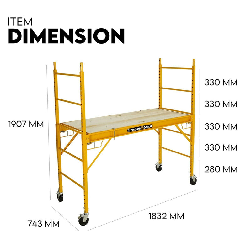 450kg Mobile Scaffold Ladder Scaffolding Platform Portable Ladder Work Safety