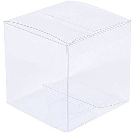 100 Pack of 6cm Clear PVC Plastic Folding Packaging Small rectangle/square Boxes for Wedding Jewelry Gift Party Favor Model Candy Chocolate Soap Box