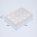 10 Pack of White Card Chocolate Sweet Soap Product Reatail Gift Box - 12 bay 4x4x3cm Compartments  - Clear Slide On Lid - 16x12x3cm