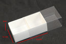 10 Pack of White Card Chocolate Sweet Soap Product Reatail Gift Box - 2 Bay Compartments - Clear Slide On Lid - 8x4x3cm