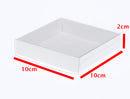 10 Pack of 10cm Square Invitation Coaster Favor Function product Presentation Cookie Biscuit Patisserie Gift Box - 2cm deep - White Card with Clear Slide On PVC Lid