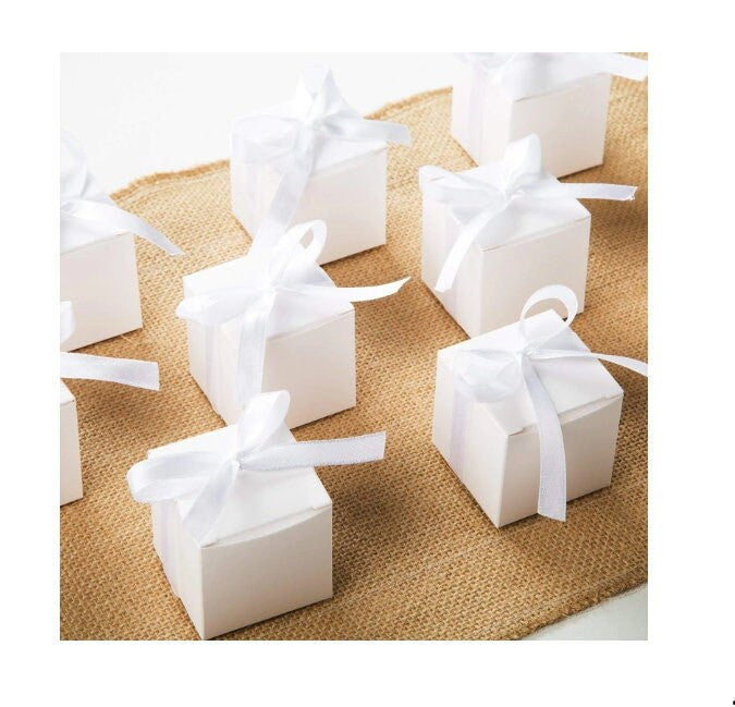 10 Pack of White 5cm Square Cube Card Gift Box - Folding Packaging Small rectangle/square Boxes for Wedding Jewelry Gift Party Favor Model Candy Chocolate Soap Box