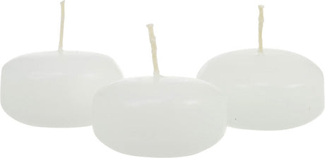 10 Pack of 4 Hour White Floating Candles - 4cm diameter - wedding party decoration